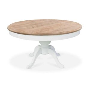 Intense Déco Table ronde extensible en bois massif SIDONIE blanc