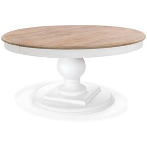 Intense Déco Table ronde extensible en bois massif Héloïse Bois naturel et pied blanc