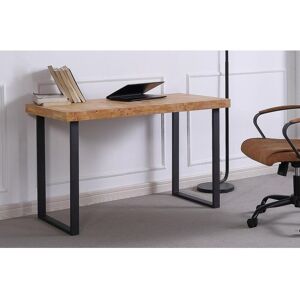 Pegane Table de bureau coloris chêne nordique / pieds noir - Longueur 120 x largeur 60 x hauteur 73 cm