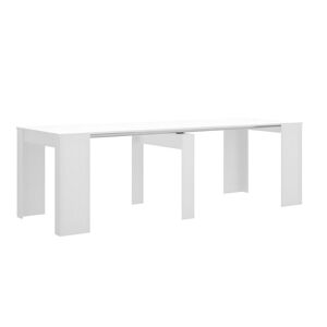Pegane Table console extensible en chene blanc brillant - Longueur 54-239 x Hauteur 77 x Profondeur 90 cm