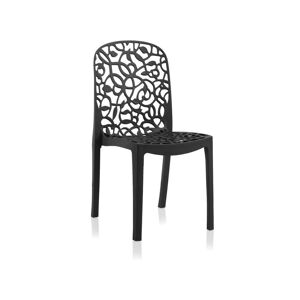 Pegane Lot de 6 chaises de jardin empilables en résine coloris anthracite - Longueur 47 x Profondeur 50 x Hauteur 87 cm