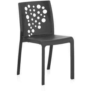 Pegane Lot de 6 chaises de jardin empilables en résine coloris anthracite - Longueur 48 x Profondeur 54 x Hauteur 81 cm