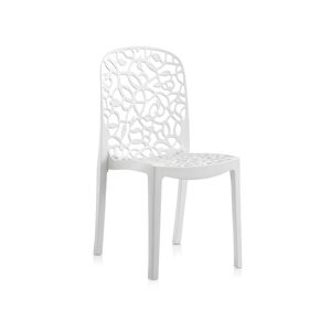 Pegane Lot de 6 chaises de table-salle a manger - cuisine - interieur/exterieur en resine coloris blanc - Longueur 47 x Profondeur 50 x Hauteur 87 cm