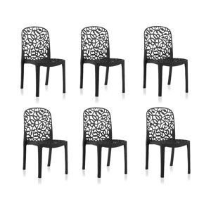 Pegane Lot de 6 chaises de table-salle à manger - cuisine - interieur/exterieur en résine coloris anthracite - Longueur 47 x Profondeur 50 x Hauteur 87 cm