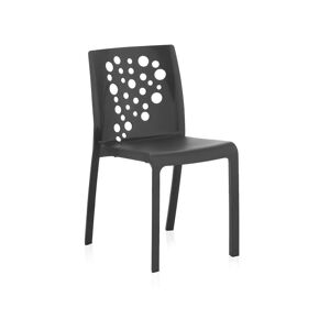 Pegane Lot de 6 chaises de table-salle à manger - cuisine - interieur/exterieur en résine coloris anthracite - Longueur 48 x Profondeur 54 x Hauteur 81 cm