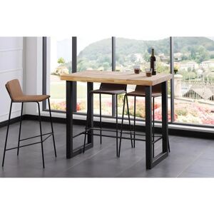 Pegane Table haute en bois coloris chene nordique / pieds noir - Longueur 120 x profondeur 70 x Hauteur 100 cm