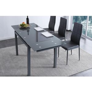 Pegane Table a manger extensible rectangulaire coloris gris - Longueur 110 - 170 x Profondeur 70 x Hauteur 75 cm