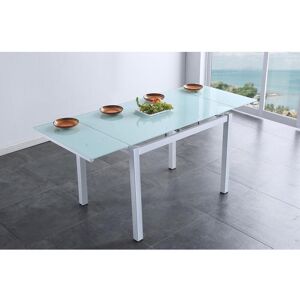 Pegane Table a manger extensible rectangulaire coloris blanc - Longueur 110 - 170 x Profondeur 70 x Hauteur 75 cm