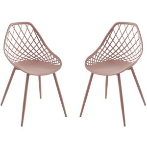 Lot de 2 chaises de jardin en polypropylène avec pieds en métal - Vieux rose - MALAGA de MYLIA