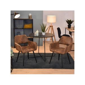 Meubles Cosy Lot de 2 chaises de salle à manger fauteuil assise rembourrée similicuir brune style industriel