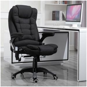 Homcom Fauteuil de bureau direction massant chauffant hauteur réglable dossier inclinable toile de lin noir