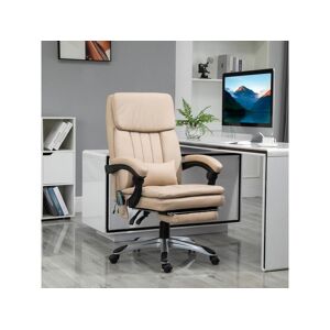 Vinsetto Fauteuil de bureau direction massant hauteur reglable dossier inclinable repose-pied coussin lombaires revetement synthetique beige