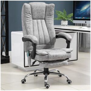 Homcom Fauteuil de bureau direction massant chauffant hauteur reglable dossier inclinable repose-pied revetement synthetique gris