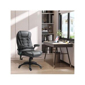 Homcom Fauteuil de bureau direction pivotant massant chauffant electrique revetement synthetique noir