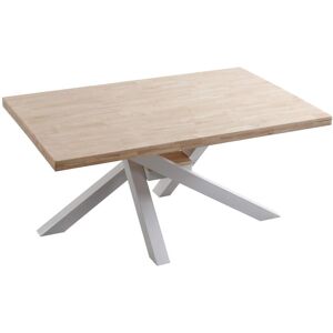 Pegane Table à manger rectangulaire en bois coloris chêne nordique pieds blanc - Longueur 160 x profondeur 100 x hauteur 76 cm