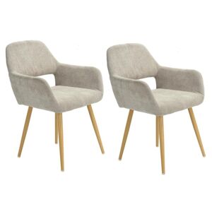 Meubles Cosy Lot de 2 chaises de salle a manger fauteuil assise rembourree tissu beige style scandinave