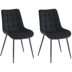 Vente unique Lot de 2 chaises matelassees Velours et metal Noir OLLUA