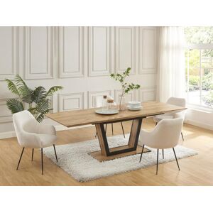 Vente-unique Table à manger extensible 6 à 10 couverts en MDF et métal - Naturel et noir - VITENO