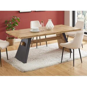 Vente-unique Table à manger 8 couverts en MDF - Naturel et anthracite - MILATU