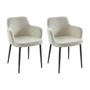 Lot de 2 chaises en velours cotele et metal Creme CELOLA de Pascal MORABITO