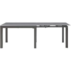 Vente-unique Table à manger extensible 4 à 14 couverts en verre trempé et métal - Gris - CHELDY