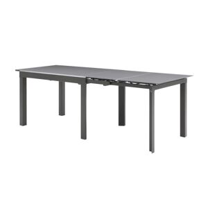 Vente-unique Table à manger extensible 4 à 14 couverts en verre trempé et métal - Gris - CHELDY