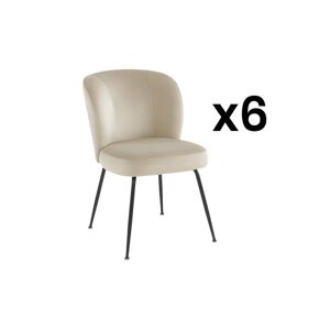 Vente-unique Lot de 6 chaises en velours et métal - Beige - POLPONA