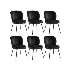 Vente-unique Lot de 6 chaises en velours et métal - Noir - POLPONA