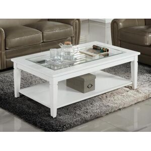 Vente unique Table basse GUERANDE Plateau en verre trempe Pin blanc