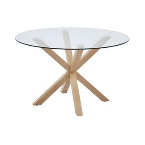 Price Factory Table à manger ronde ALEX, ø120cm - verre et métal- Style Moderne