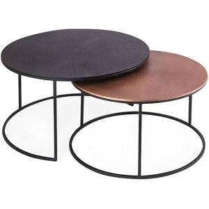 Price Factory Table basse gigogne ronde en métal bicolore collection LIVOS. Meuble style industriel