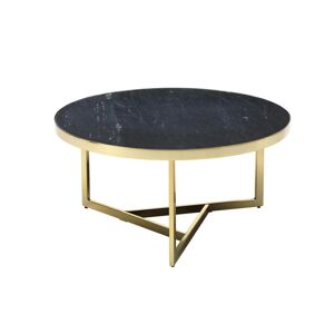 Vente-unique Table basse en marbre et metal - Noir et dore - ROBURTA