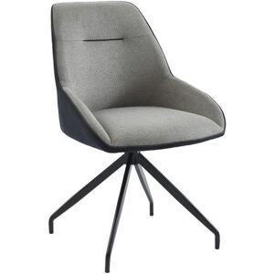 Vente unique Chaise en tissu velours cotele et metal Gris et anthracite CHANILA