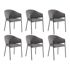 PASCAL MORABITO Lot de 6 chaises avec accoudoirs en tissu et métal - Gris - ORDIDA de Pascal MORABITO