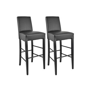 Altobuy TONY - Lot de 2 Tabourets Laqués Noir et Assise Simili Noir