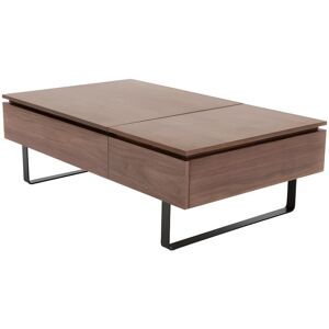 Vente-unique Table basse avec plateau relevable et 1 tiroir en MDF et metal - Naturel fonce - DALAHO