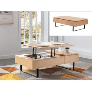 Vente-unique Table basse avec plateau relevable et 1 tiroir en MDF et metal - Naturel clair - DALAHO