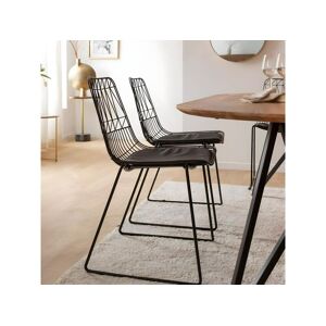 Made In Meubles Chaise design en metal noir Vanina (lot de 2)