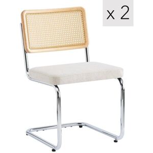 Nordlys Lot de 2 chaises en métal et cannage avec assise en tissu beige