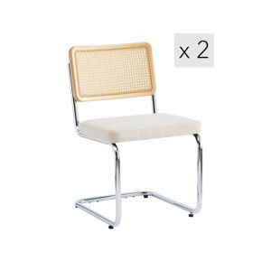 Nordlys Lot de 2 chaises en métal et cannage avec assise en tissu beige