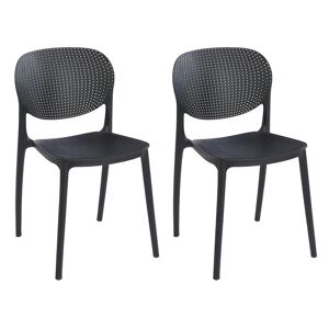 Vente unique Lot de 2 chaises empilables en polypropylene Noir CARETANE