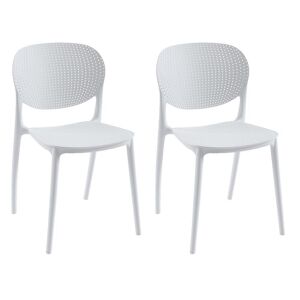 Vente unique Lot de 2 chaises empilables en polypropylene Blanc CARETANE
