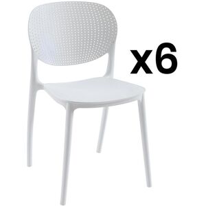 Vente unique Lot de 6 chaises empilables en polypropylene Blanc CARETANE