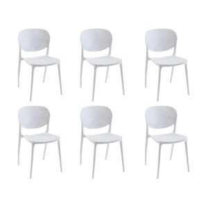 Vente-unique Lot de 6 chaises empilables en polypropylène - Blanc - CARETANE