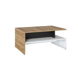 Vente-unique Table basse double plateau - Naturel et blanc - NISUKA