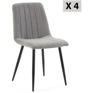 VS Venta-stock Pack 4 chaises Sagi recouvertes de tissu gris