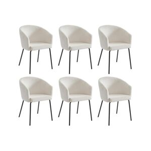 Lot de 6 chaises avec accoudoirs en velours côtele et metal - Creme - MORONI de Pascal MORABITO