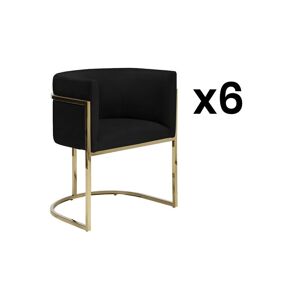 Lot de 6 chaises avec accoudoirs - Velours et acier inoxydable - Noir et dore - PERIA de Pascal MORABITO