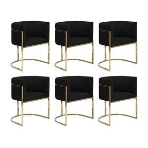 PASCAL MORABITO Lot de 6 chaises avec accoudoirs - Velours et acier inoxydable - Noir et doré - PERIA de Pascal MORABITO