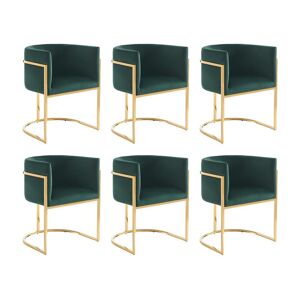 PASCAL MORABITO Lot de 6 chaises avec accoudoirs - Velours et acier inoxydable - Vert et doré - PERIA de Pascal MORABITO